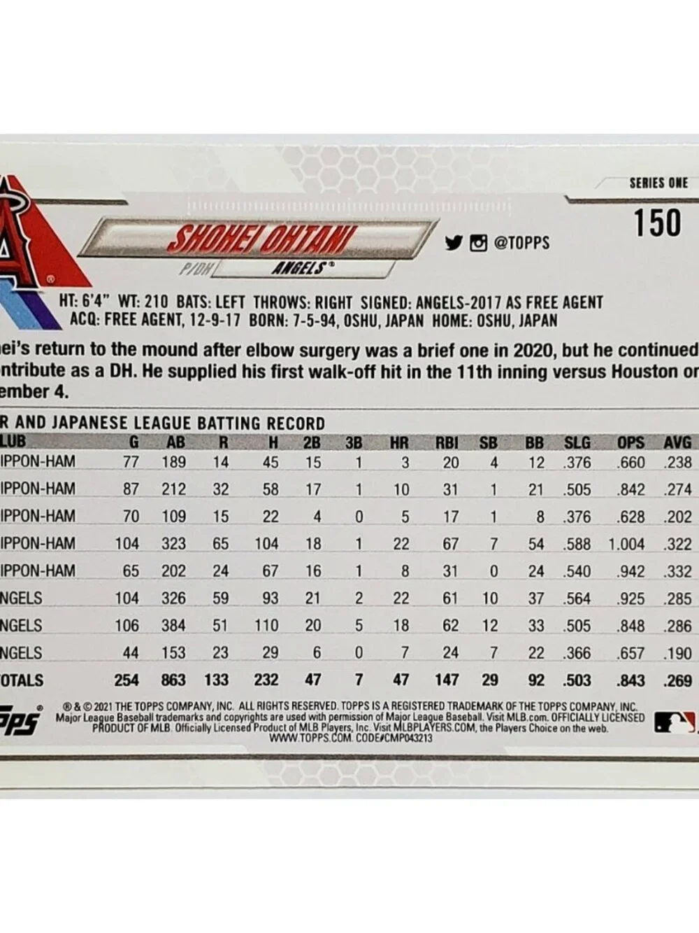 SHOHEI OHTANI PURPLE "MEIJER" VARIATION 2021 TOPPS #150, ANGELS, DODGERS, MVP! - Picture 2 of 3